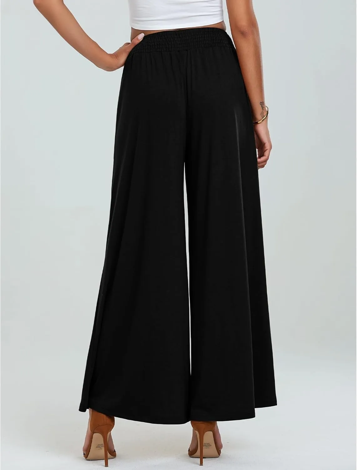 Womens Cotton Linen Pants Wide Leg Pants Summer Vacation Beach Pant Solid Color Loose Casual Trousers with Pockets