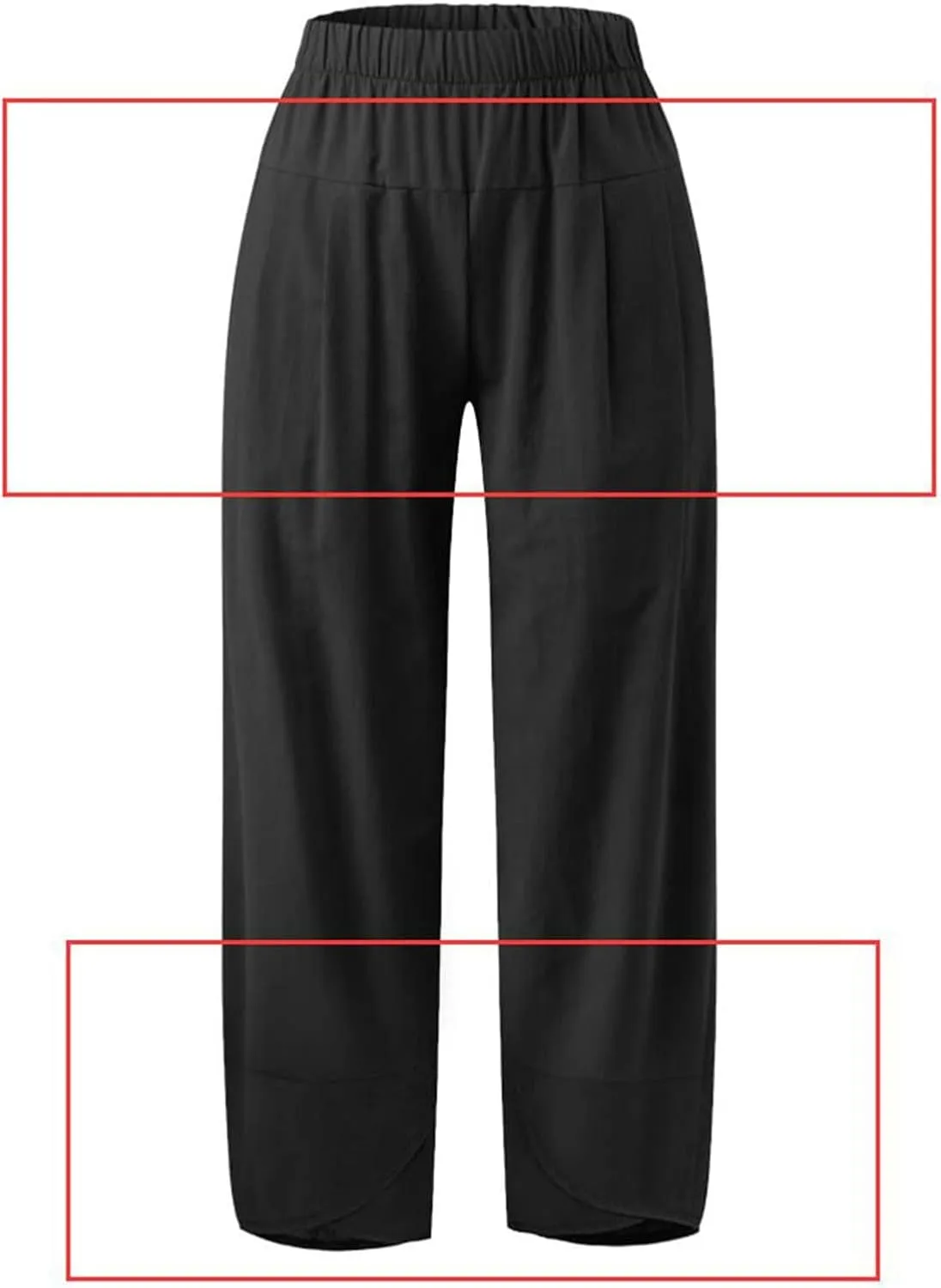 Women's Cotton Linen Summer Cropped Palazzo Pants Elastic Waisted Straight Plus Size Trouser Work Business