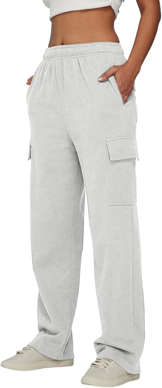 Women's Cotton Linen Summer Lightweigt Pants Elastic Waisted Long Lounge Slim-Fit Palazzo Lounge Pants