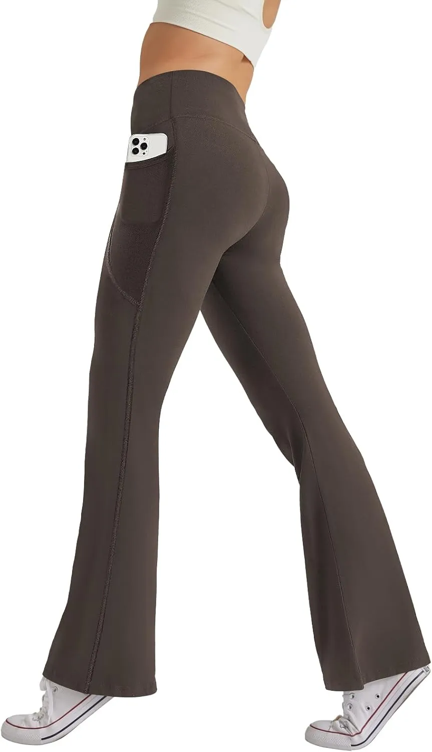 Women's Flare Yoga Pants with Pockets High Waist Casual Bell Bottom Bootcut Leggings