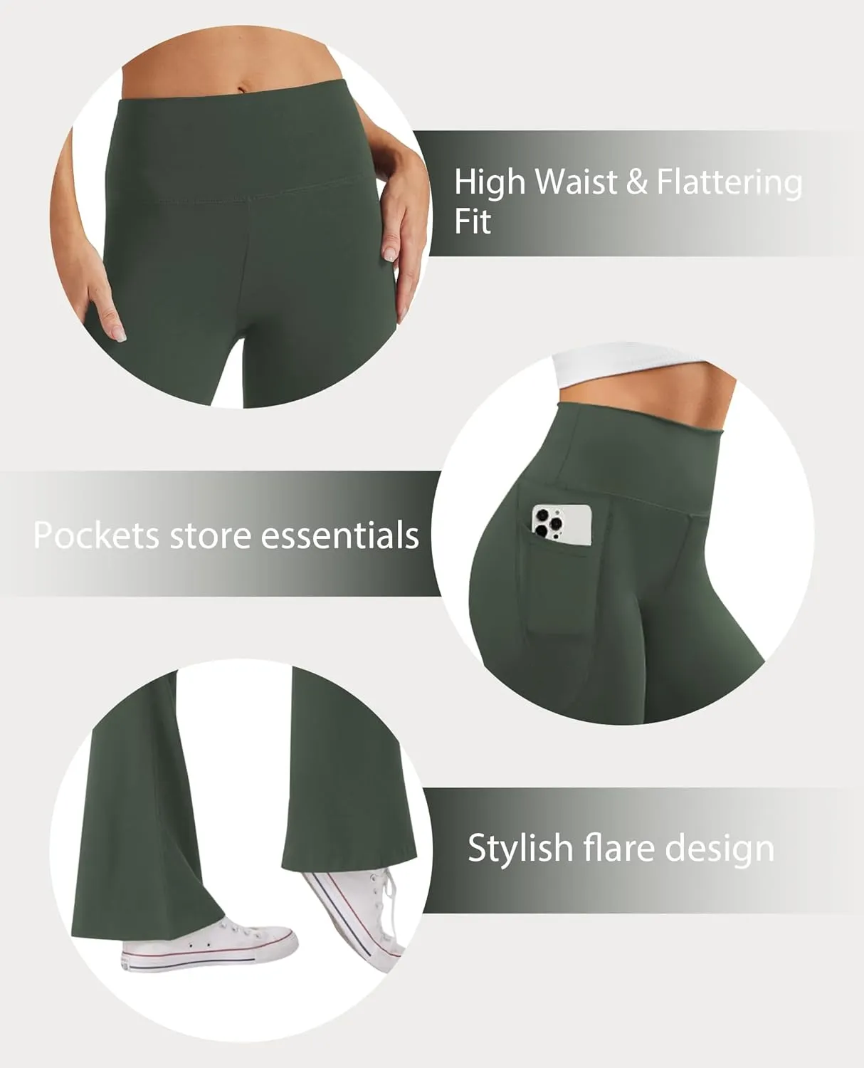 Women's Flare Yoga Pants with Pockets High Waist Casual Bell Bottom Bootcut Leggings