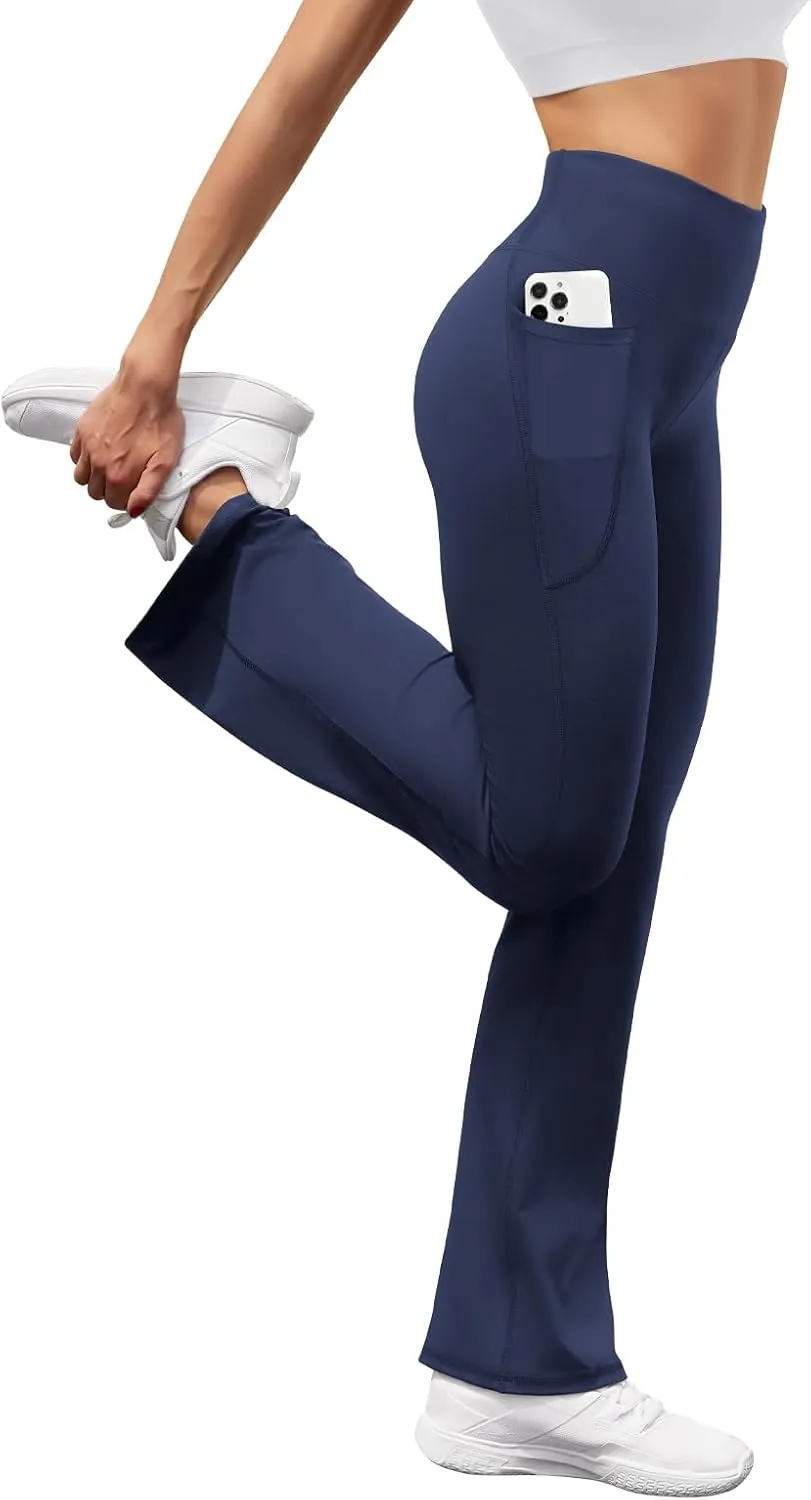 Women's Flare Yoga Pants with Pockets High Waist Casual Bell Bottom Bootcut Leggings