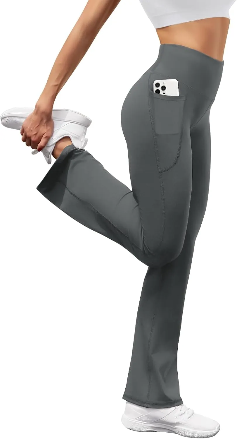 Women's Flare Yoga Pants with Pockets High Waist Casual Bell Bottom Bootcut Leggings