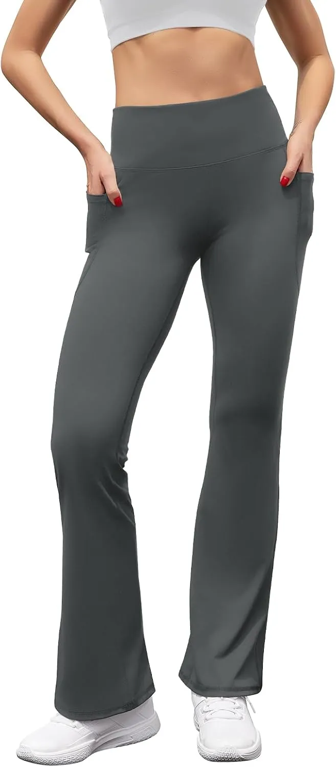 Women's Flare Yoga Pants with Pockets High Waist Casual Bell Bottom Bootcut Leggings