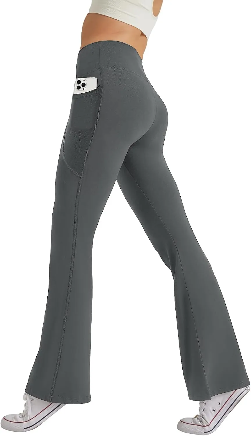 Women's Flare Yoga Pants with Pockets High Waist Casual Bell Bottom Bootcut Leggings
