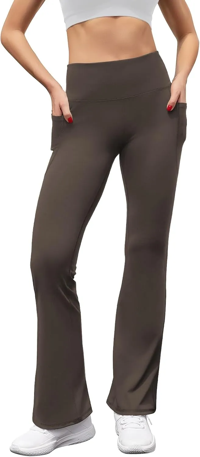 Women's Flare Yoga Pants with Pockets High Waist Casual Bell Bottom Bootcut Leggings