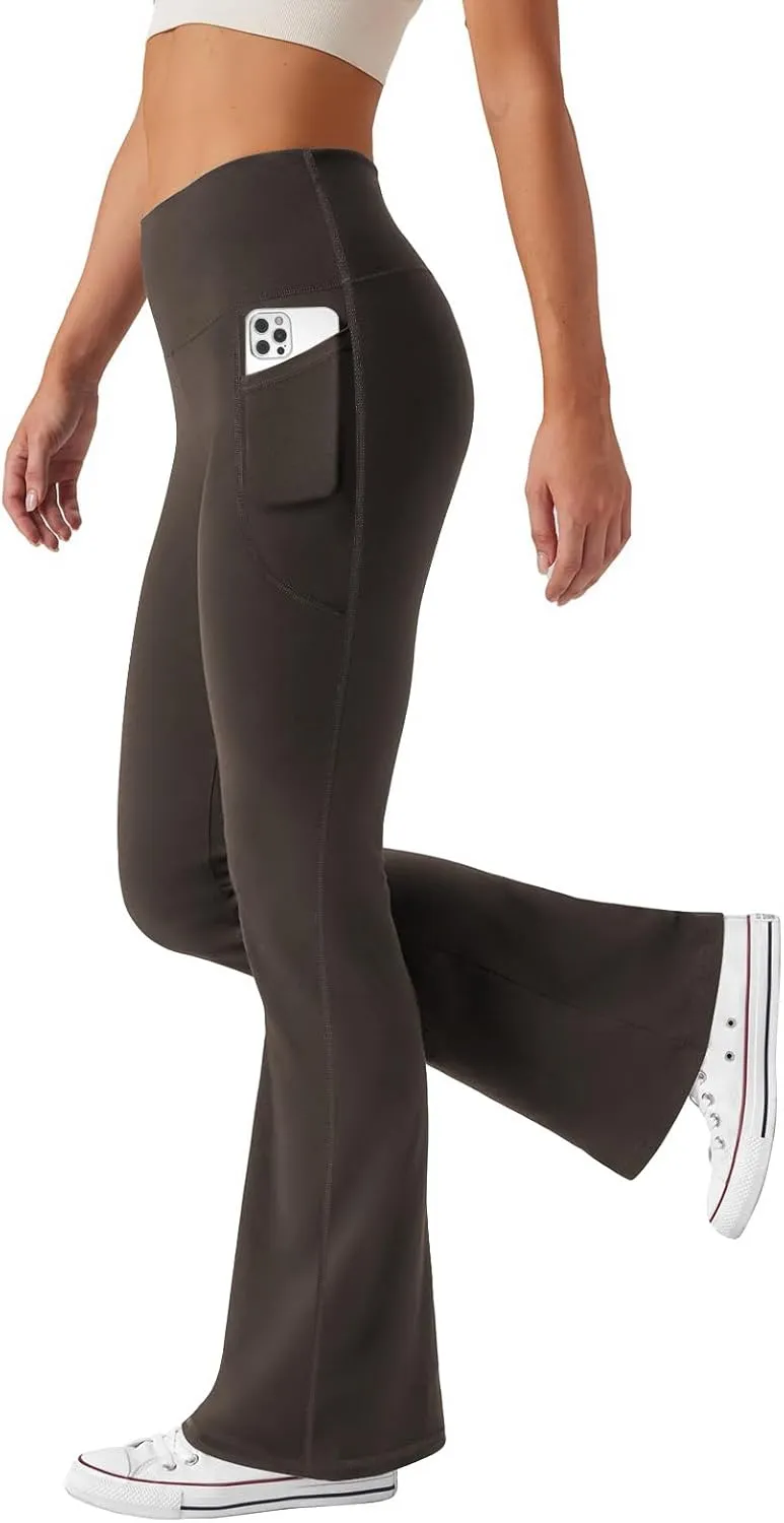 Women's Flare Yoga Pants with Pockets High Waist Casual Bell Bottom Bootcut Leggings