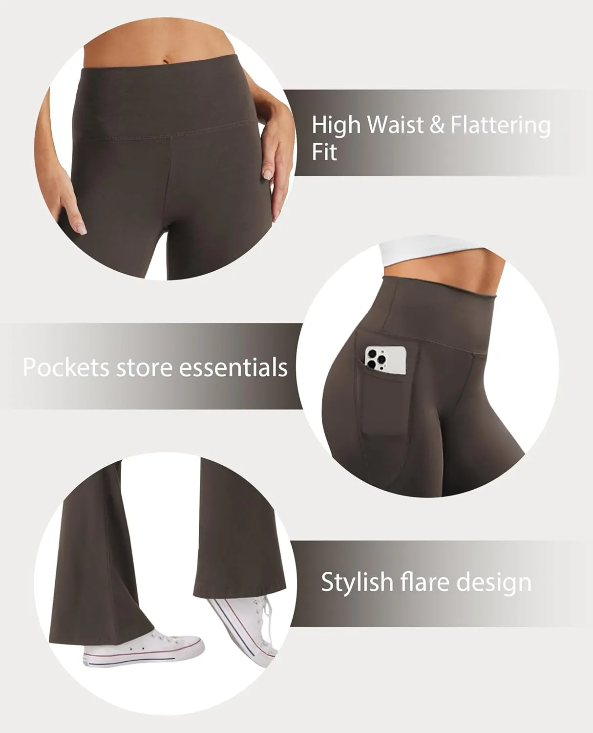 Women's Flare Yoga Pants with Pockets High Waist Casual Bell Bottom Bootcut Leggings
