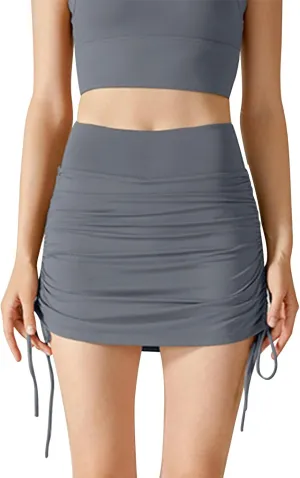 Women's High Waisted Shorts Knee Length Pleated Elastic Waist Short Pant Summer Lightweight Athletic Workout Short
