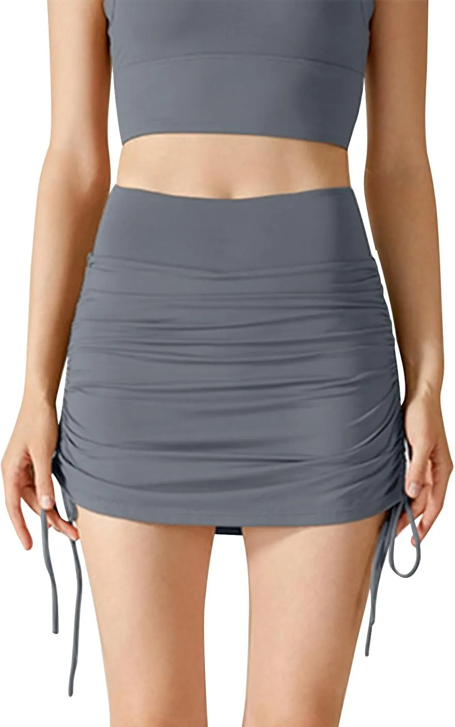 Women's High Waisted Shorts Knee Length Pleated Elastic Waist Short Pant Summer Lightweight Athletic Workout Short