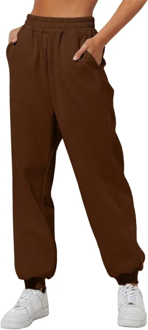 Womens High Waisted Sweatpants Workout Active Cinch Bottom Joggers Pants Mid Rise Baggy Athletic Trousers with Pocket