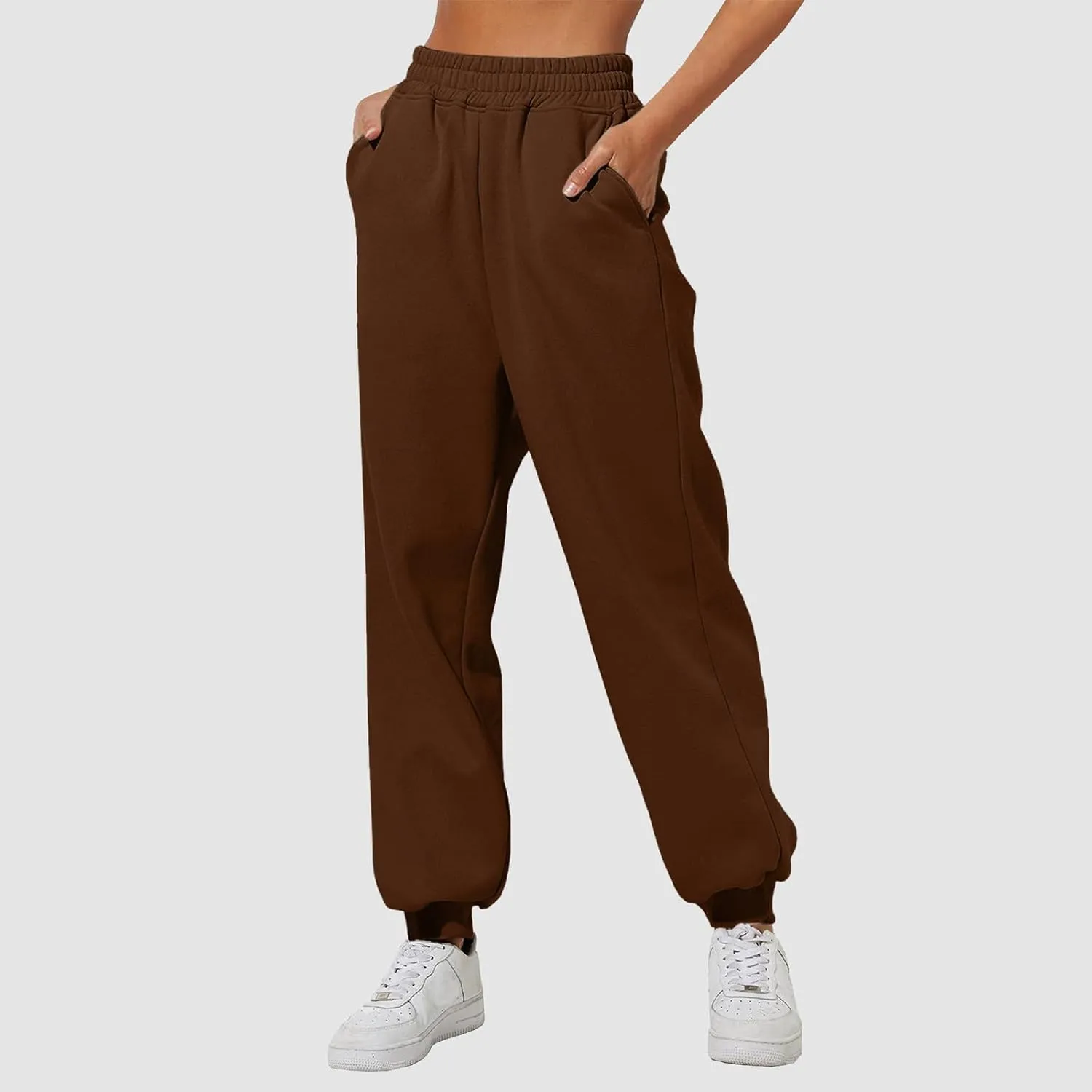 Womens High Waisted Sweatpants Workout Active Cinch Bottom Joggers Pants Mid Rise Baggy Athletic Trousers with Pocket