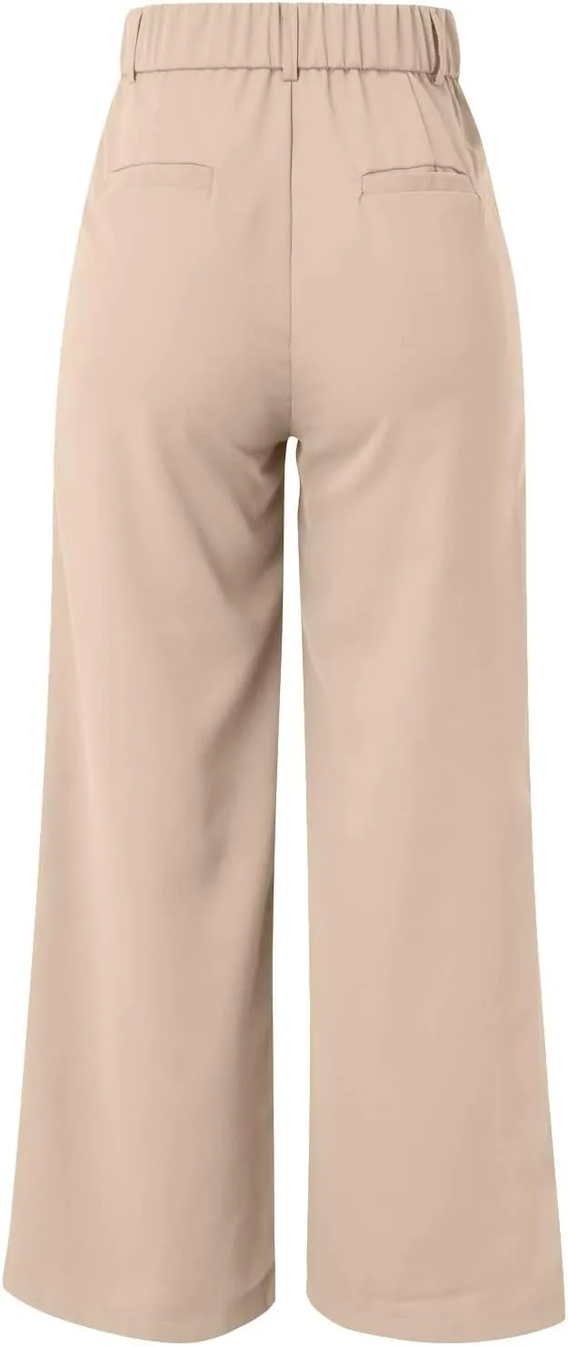 Womens Linen Blend Summer Casual Loose Pant Trousers High Waist Straight Slim Fit Pants Travel