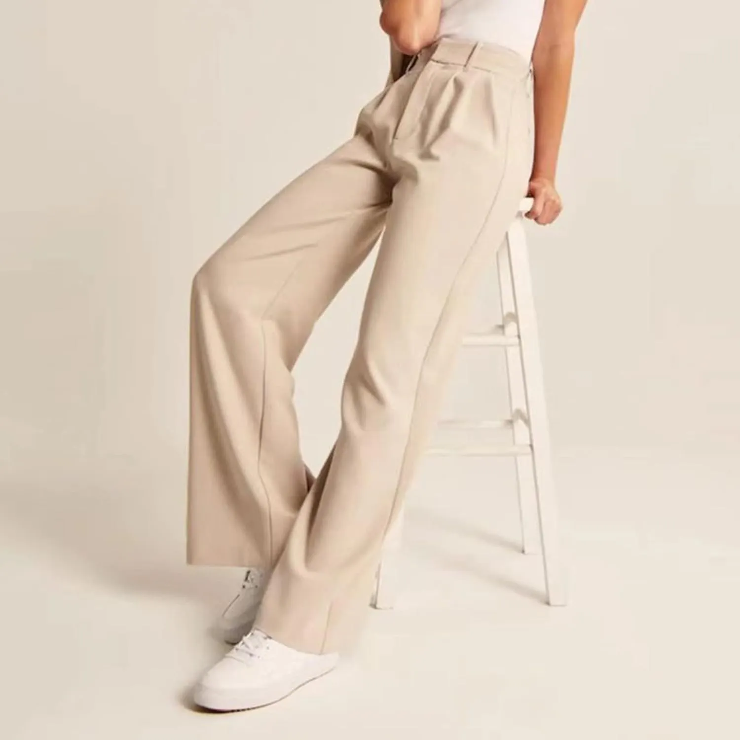 Womens Linen Blend Summer Casual Loose Pant Trousers High Waist Straight Slim Fit Pants Travel