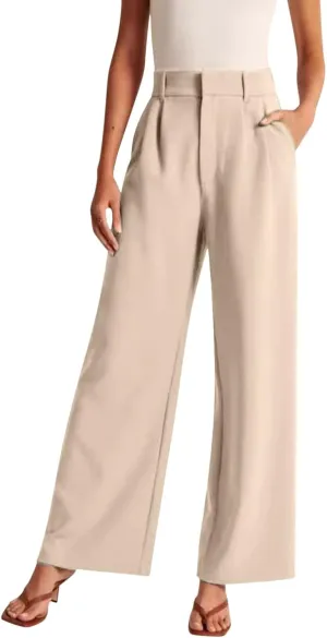 Womens Linen Blend Summer Casual Loose Pant Trousers High Waist Straight Slim Fit Pants Travel