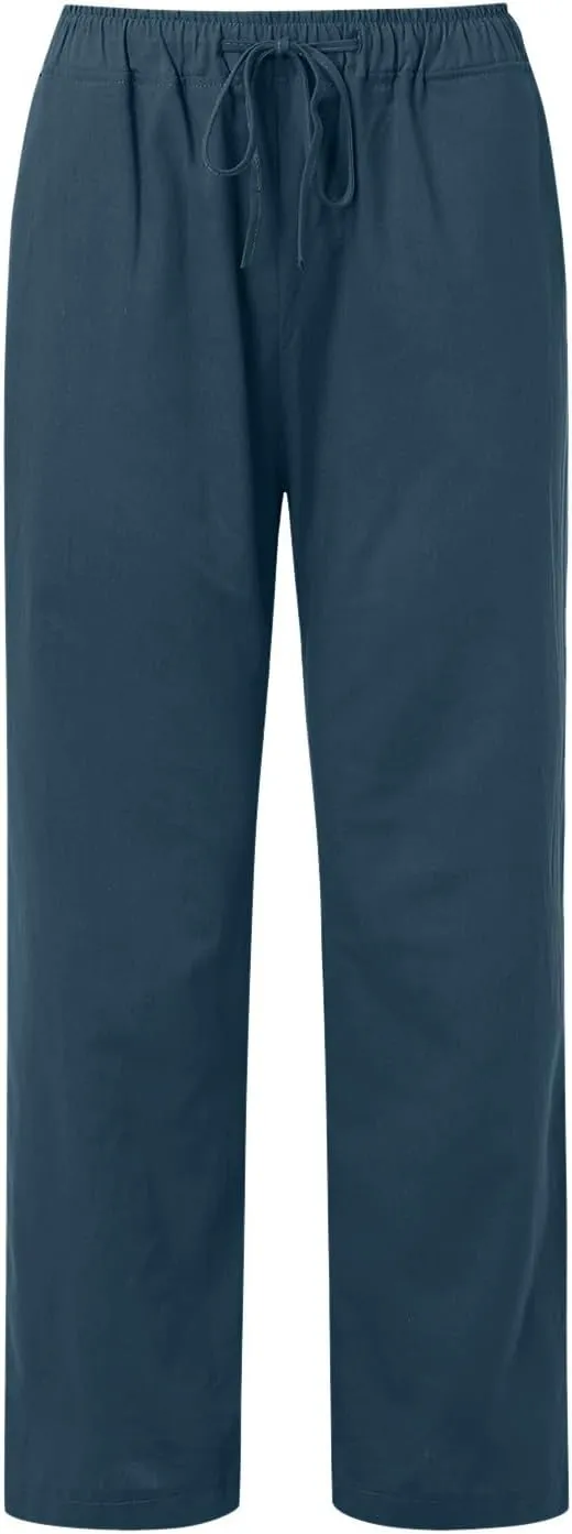 Womens Linen Blend Summer Letter Patched Palazzo Lounge Pants Elastic Waist Wide Leg Slim Fit Palazzo