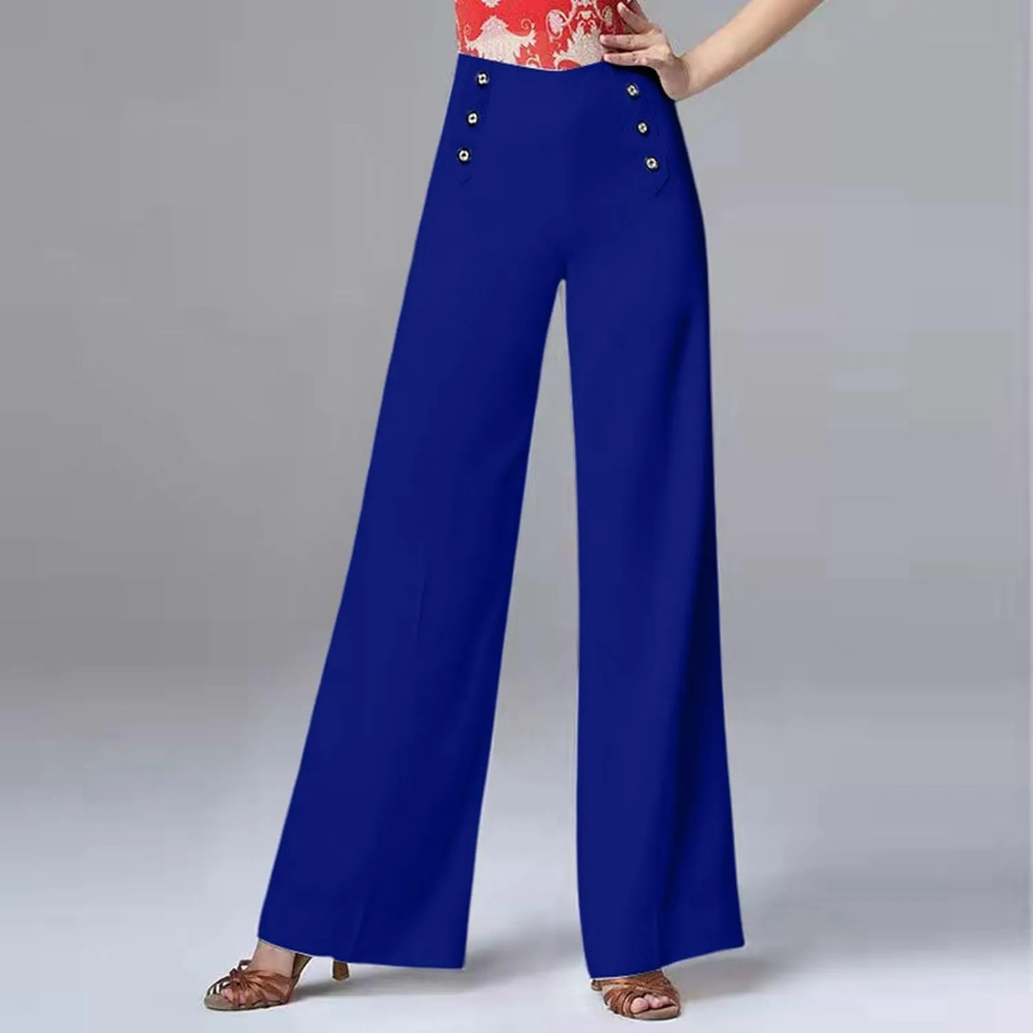 Womens Linen Blend Summer Letter Patched Pants Low Waist Wide Leg Slim Fit Trousers Office