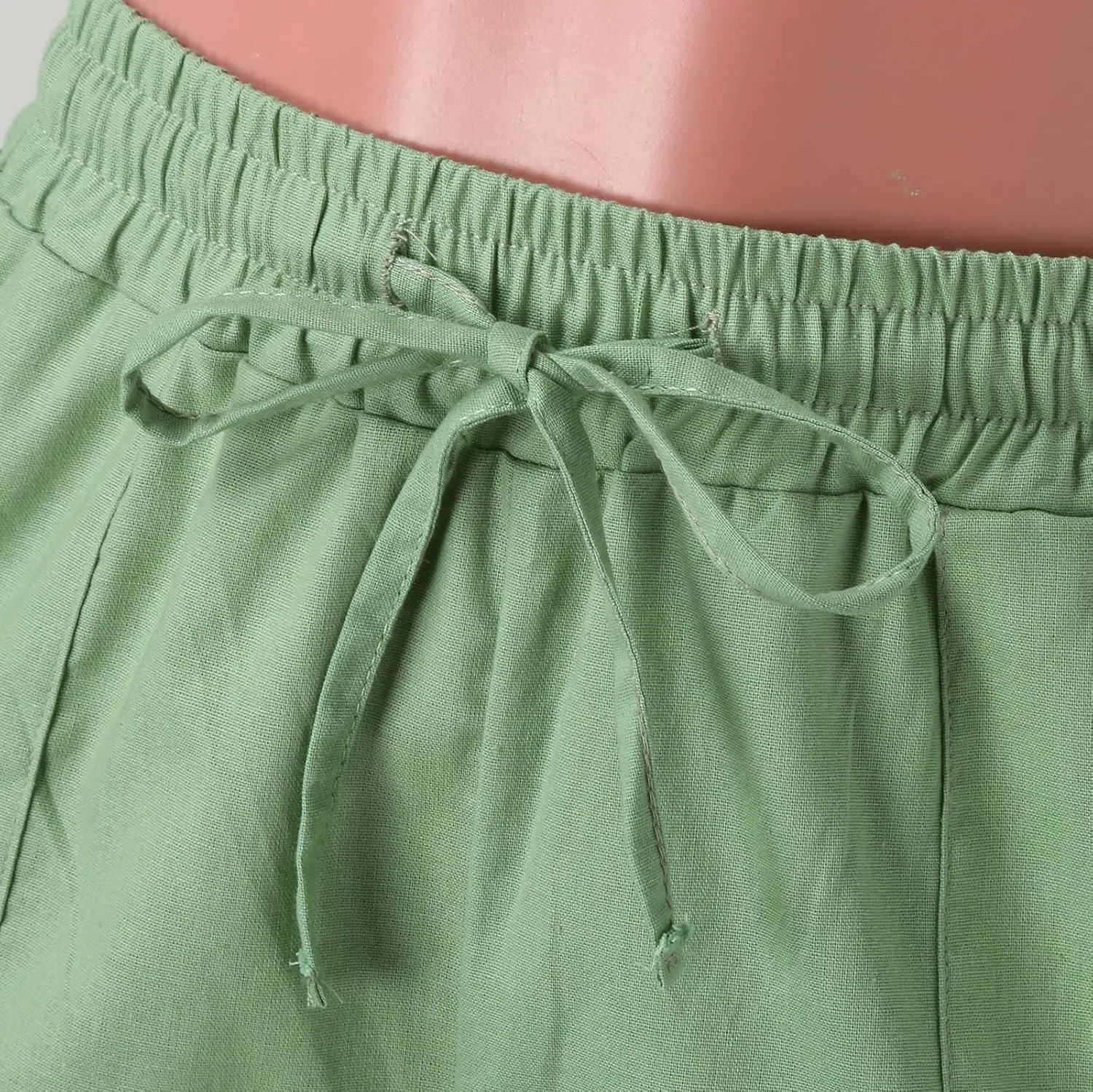 Womens Linen Blend Summer Print Pant Trousers Low Waist Ankle Length Loose Fit Trouser Office