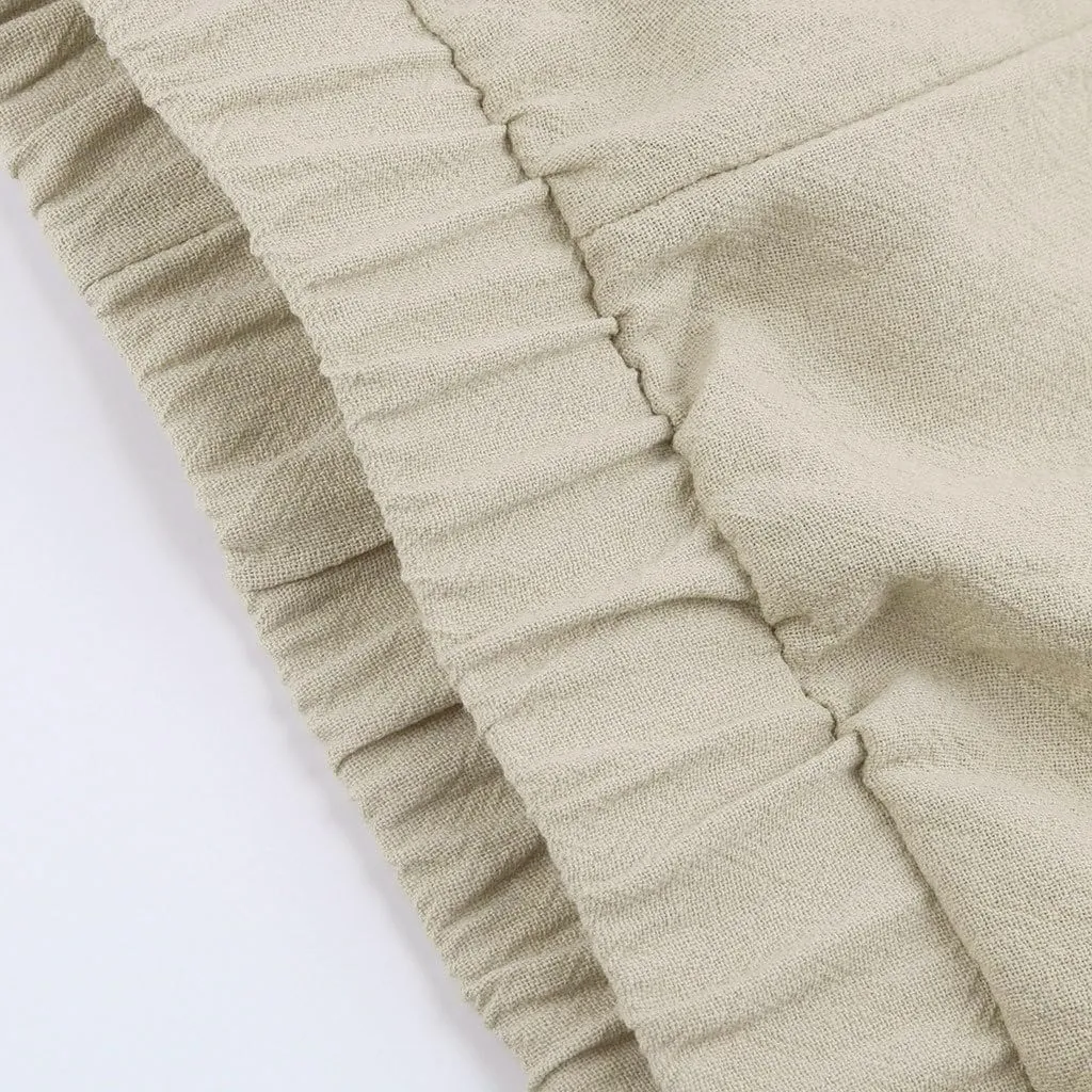Womens Linen Pants 2025 Summer Casual Loose Waist Long Solid Cotton Pants Cotton Linen Lounge Beach Summer Pants