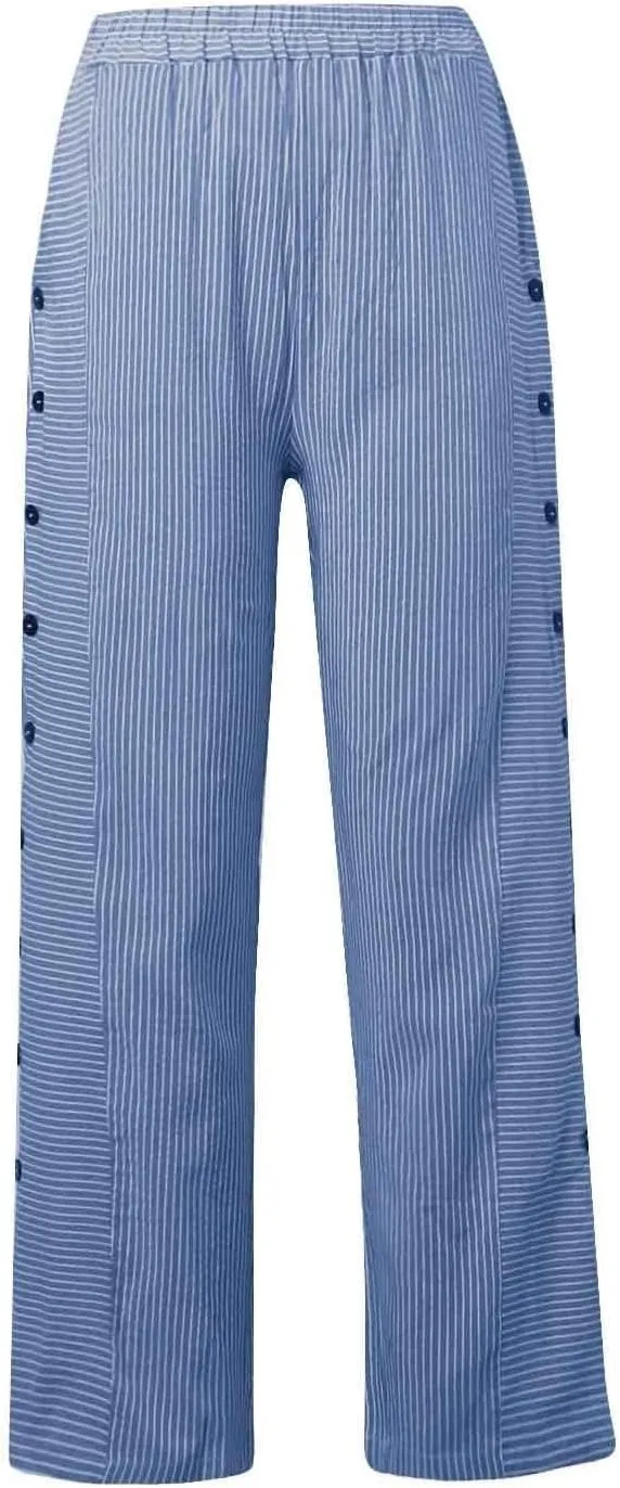 Womens Linen Pants High Waisted Summer Beach Pants Elastic Waist Tapered Pants Casual Trousers with Pocket