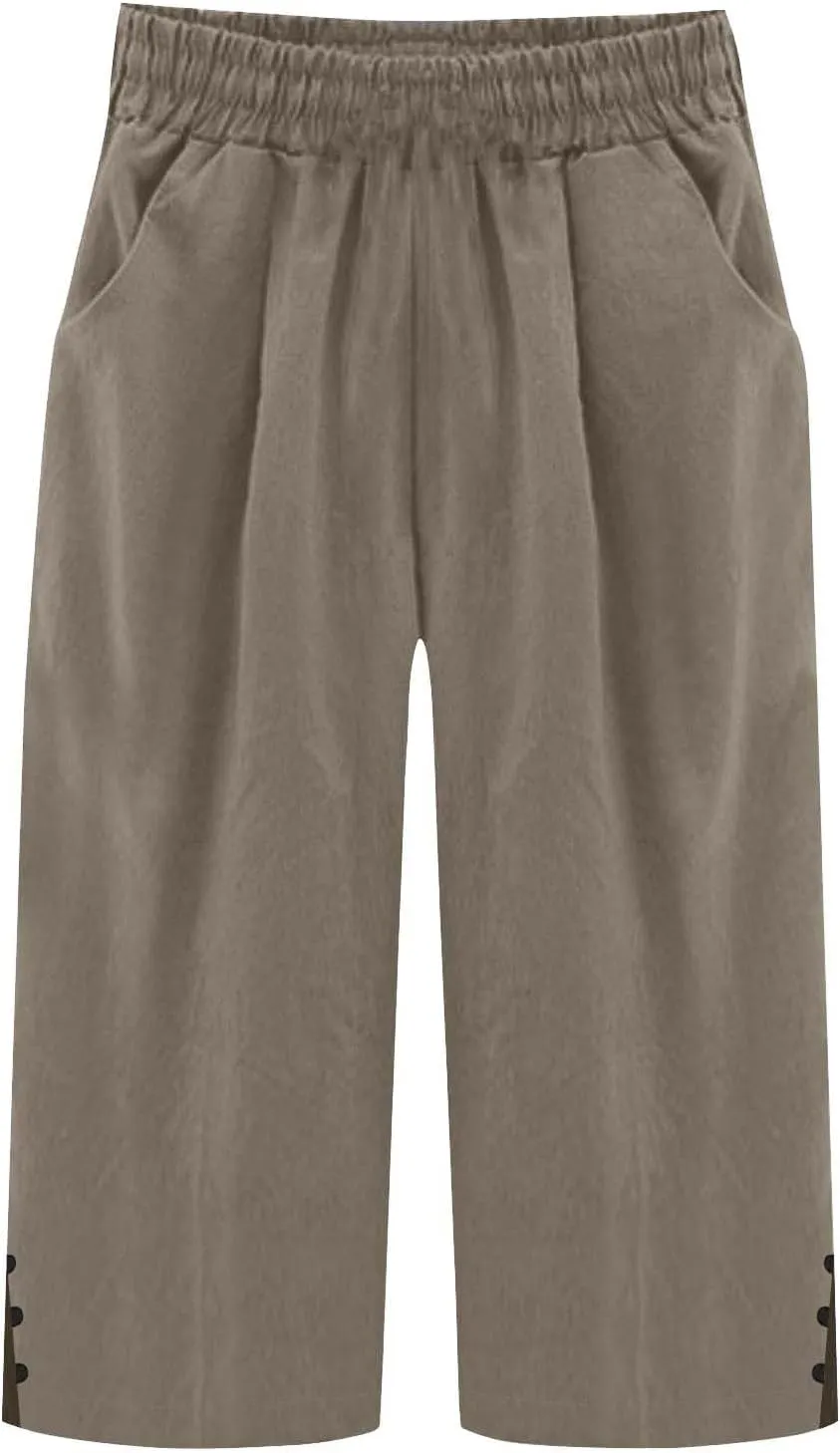 Womens Linen Pants Summer Lightweight Loose Casual Beach Pants Baggy Elastic Waisted Yoga Trousers with Pockets