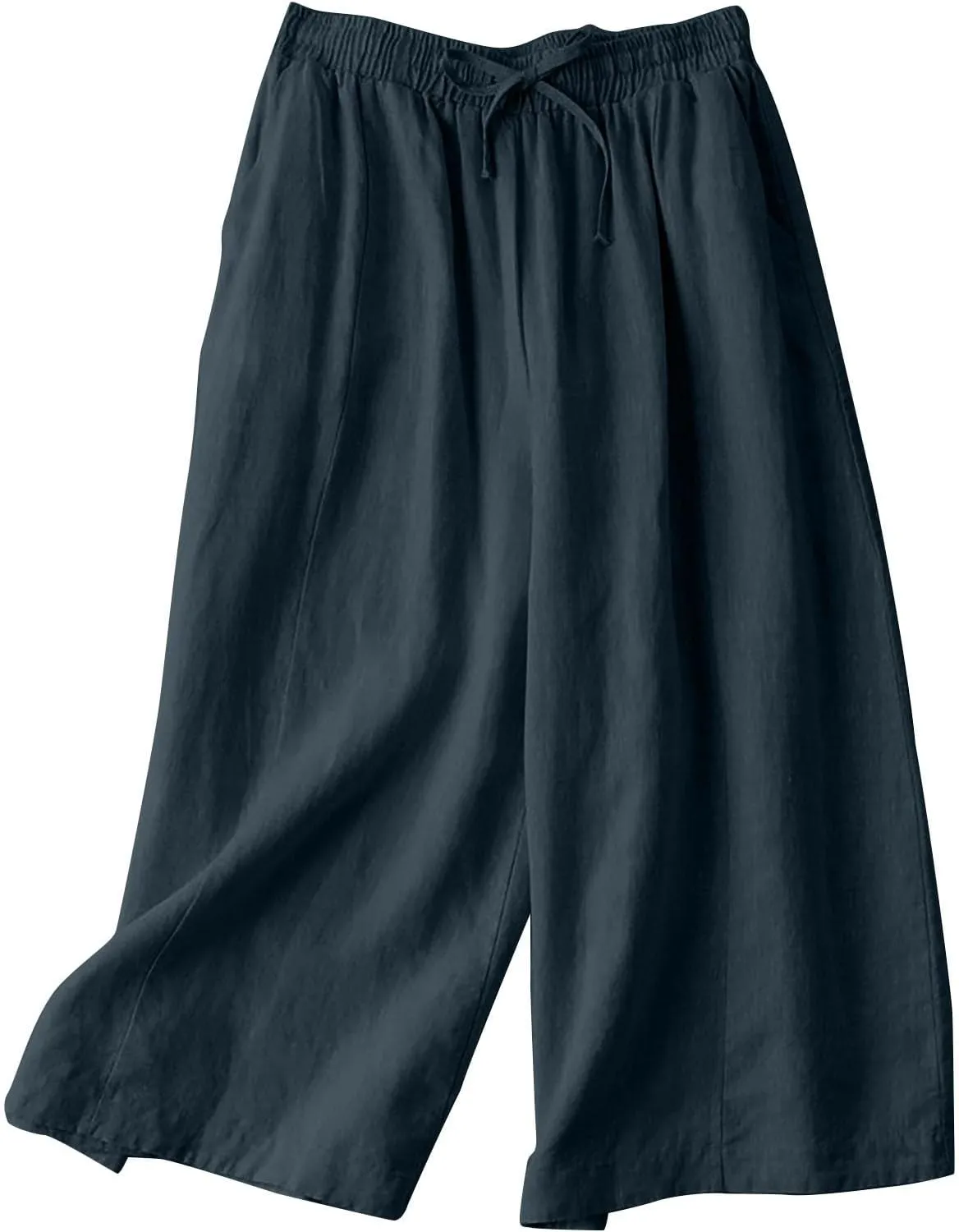 Womens Linen Pants Waist Drawstring Straight Leg Trousers 2025 Summer Loose Fit Comfy Cool Hiking Pants with Pockets