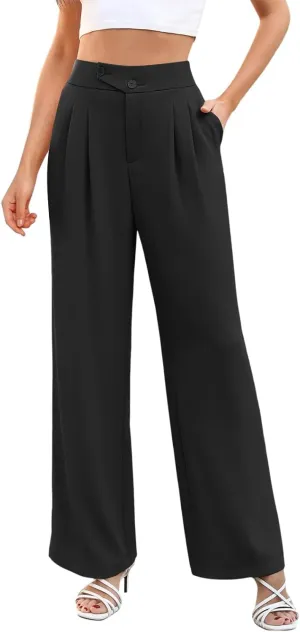 Womens Linen Summer Boho Pant Trousers Elastic Waisted Lounge Pants Plus Size Palazzo Lounge Pants Travel