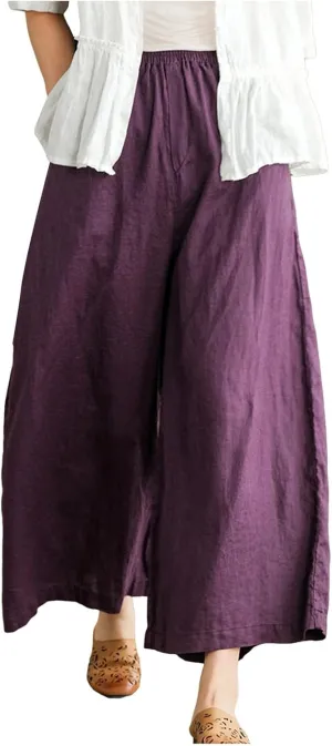 Womens Linen Summer Drawstring Pant Trousers Low Waist Bootcut Slim-Fit Palazzo Pants Trendy