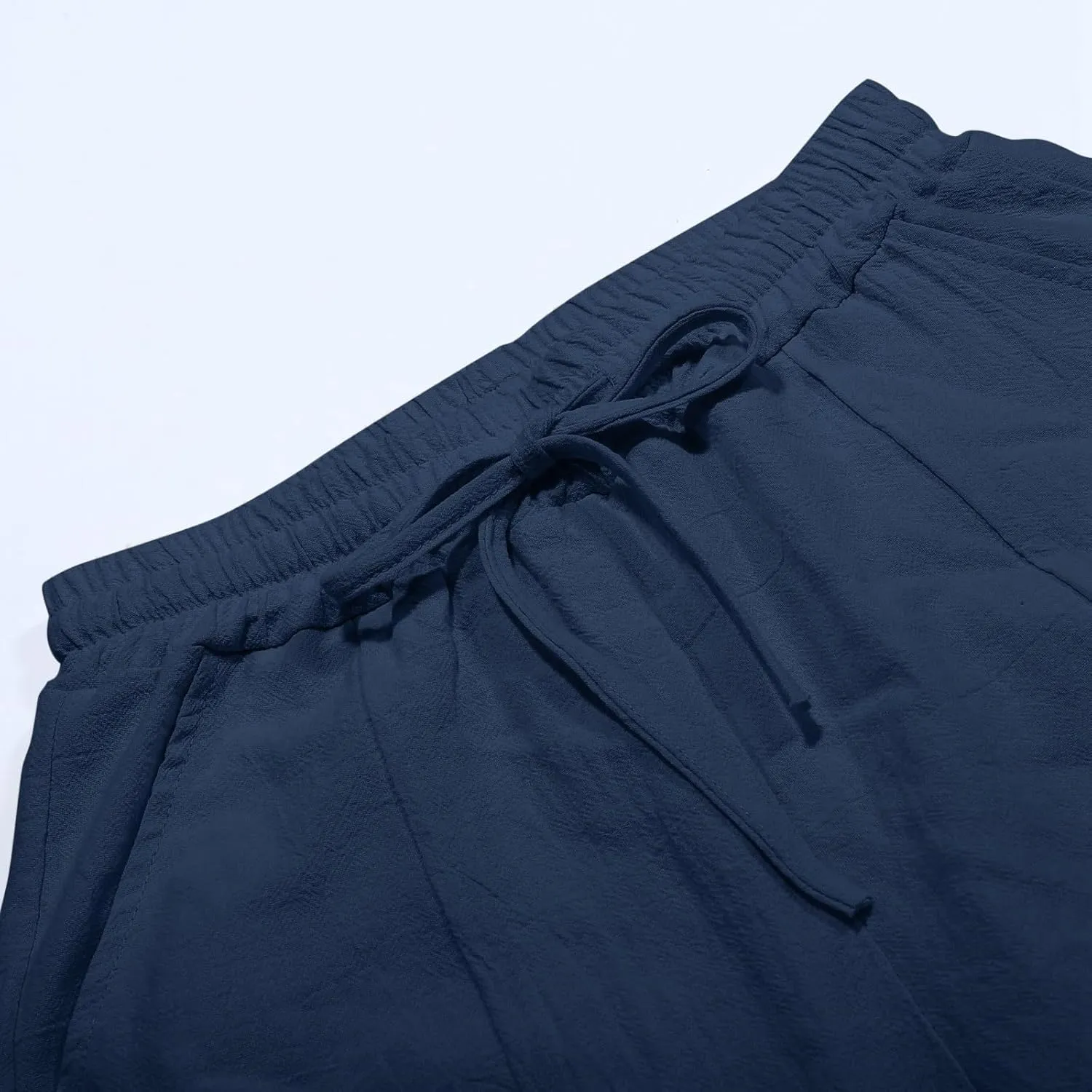 Womens Linen Summer Palazzo Palazzo Pants Elastic Waisted Lounge Pants Plus Size Pant Trousers Office