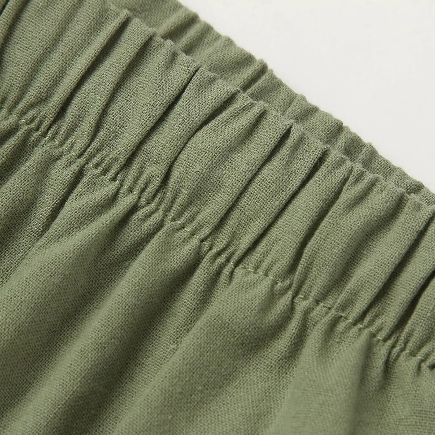 Women's Linen Summer Palazzo Pants Flowy Wide Leg Beach Trousers Drawstring Elastic Waist Pant with Pockets