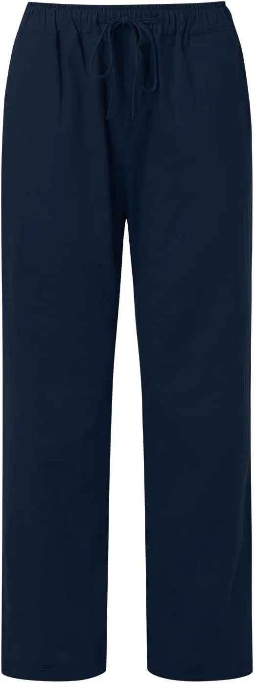 Women's Linen Summer Solid Palazzo Lounge Pants Low Waist Straight Slim-Fit Palazzo Lounge Pants Business Work