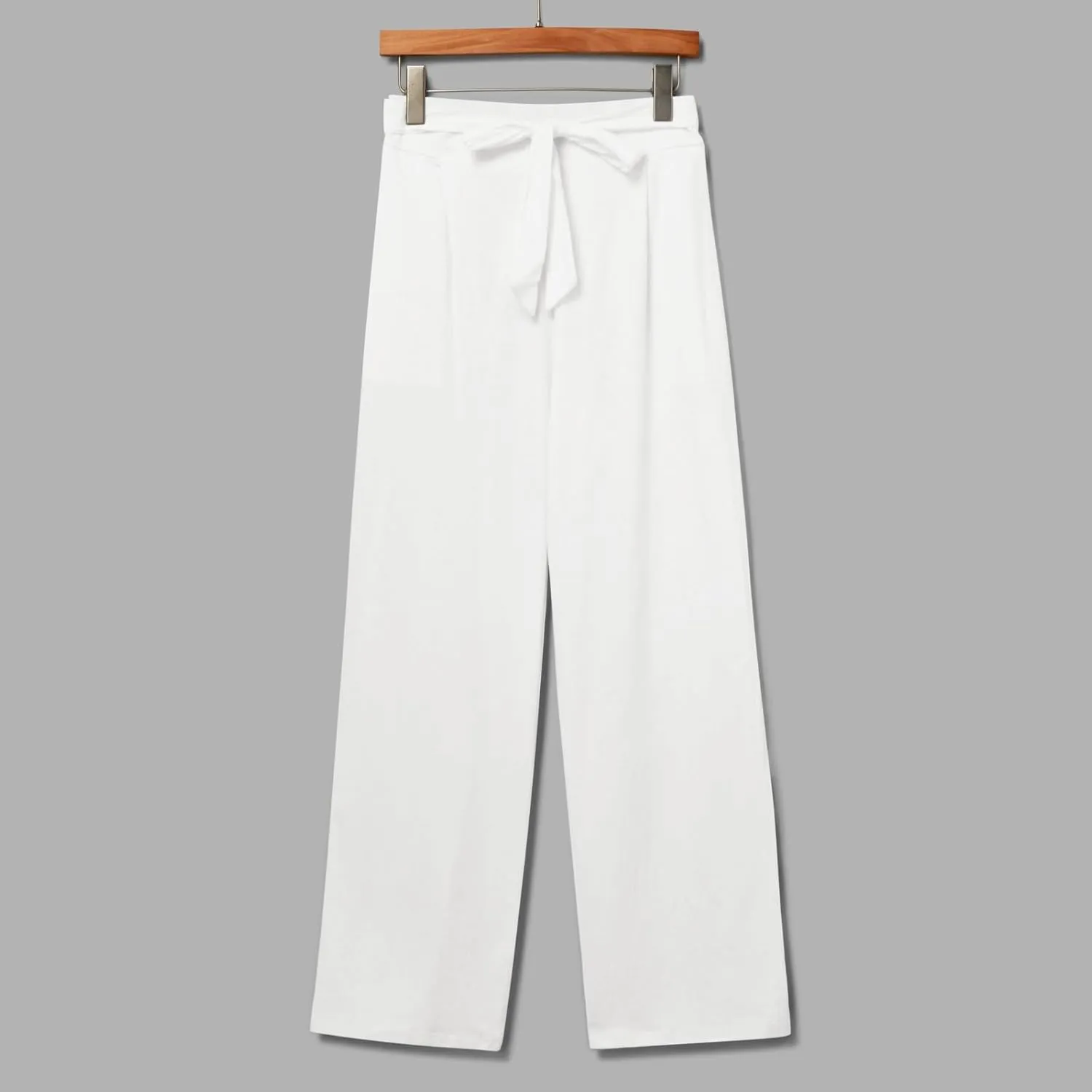 Womens Linen Summer Striped Pant Trousers Elastic Waist Wide Leg Slim-Fit Palazzo Lounge Pants Trendy