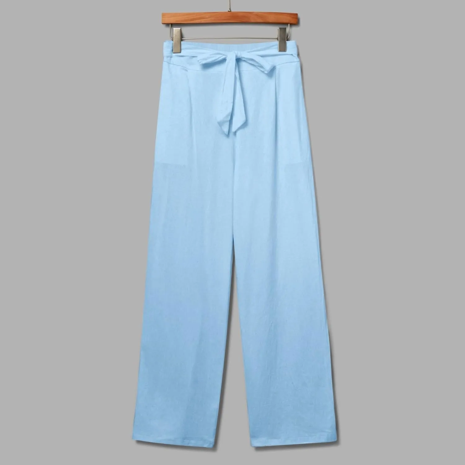Womens Linen Summer Striped Pant Trousers Elastic Waist Wide Leg Slim-Fit Palazzo Lounge Pants Trendy