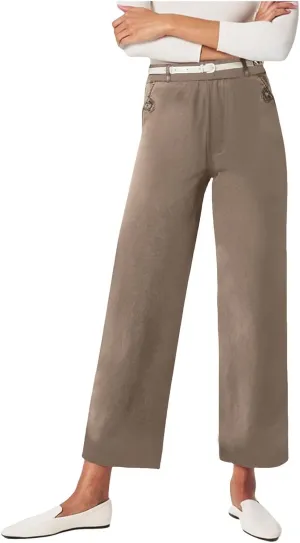 Womens Linen Summer Y2K Streetwear Palazzo Pants Elastic Waist Wide Leg Plus Size Trousers Travel