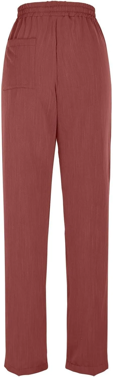 Womens Pants, Straight Leg Casual Pants Linen Everyday Peasant Solid Color Wide