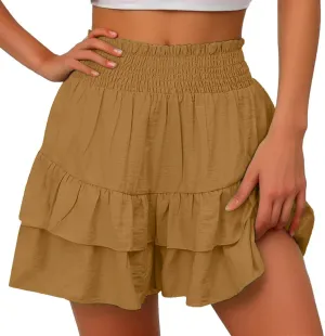 Womens Skorts Summer Casual Boho Flowy Skirt Shorts High Waist Mini Skirts Ruffle Tiered Golf Tennis Y2K Clothes