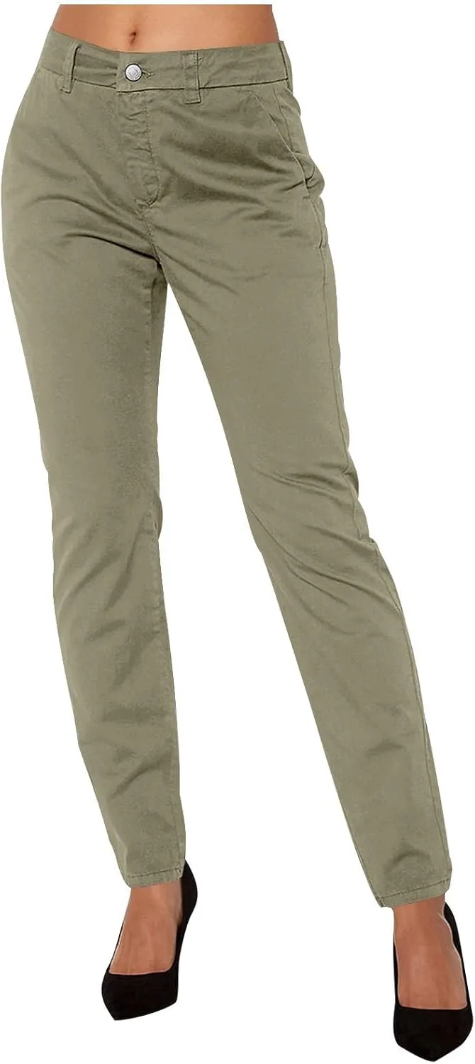 Women's Slim Fit Cargo Pant Work Pants Summer High Waisted Solid Button-On Business Casual Tight Trousers with Pockets