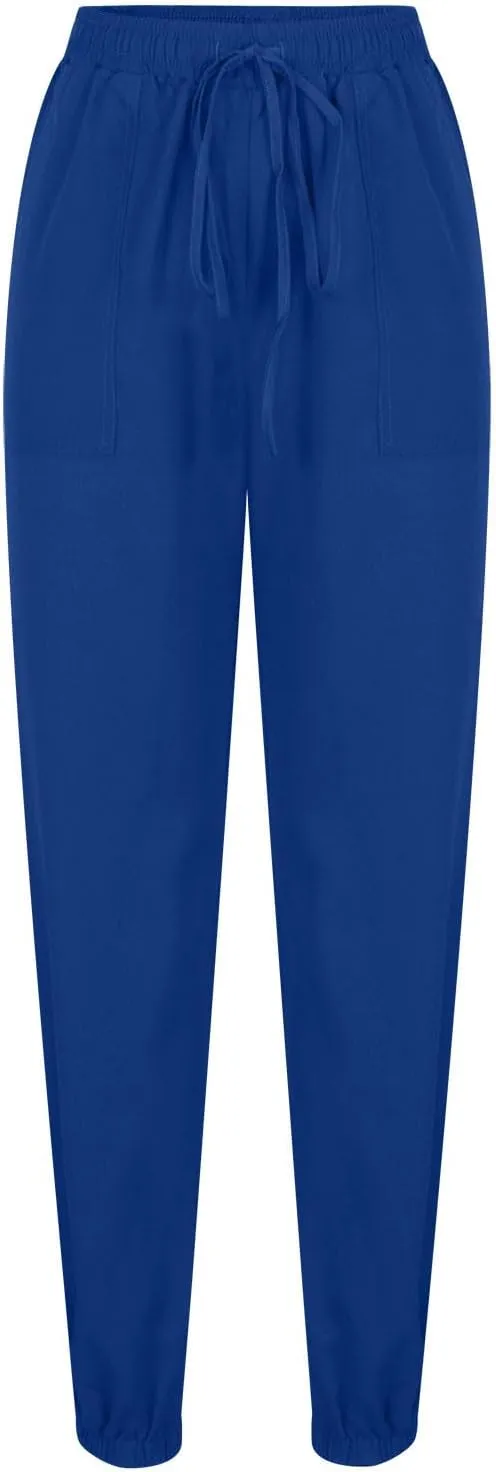 Women's Solid Cotton Linen Long Pants - Drawstring Waist Tapered Straight Leg Casual Loose Fit Trousers 2025 Summer