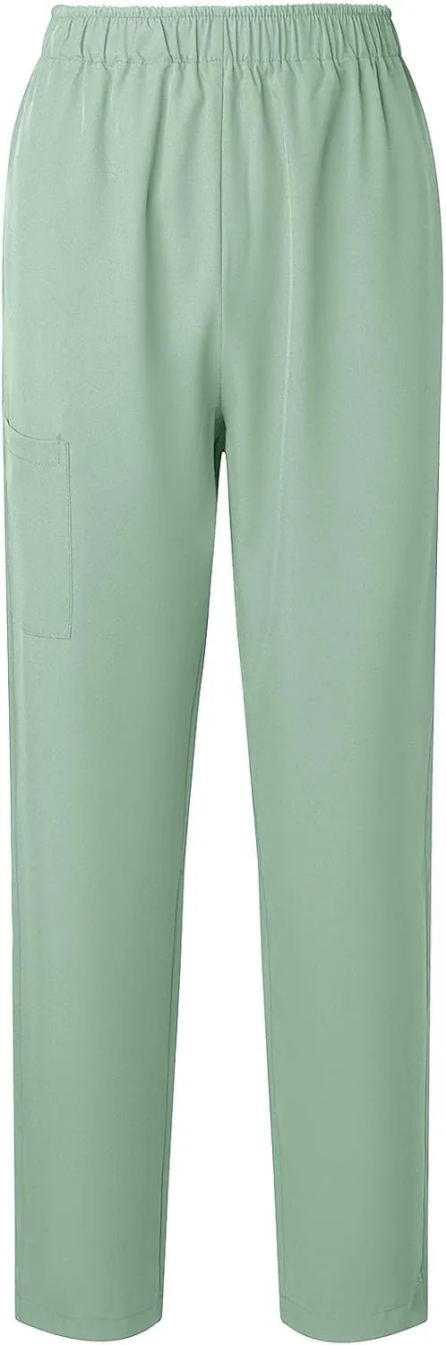 Womens Summer Elastic Waist Comfy Stretch Pull On Pants Workwear Professionals Trousers