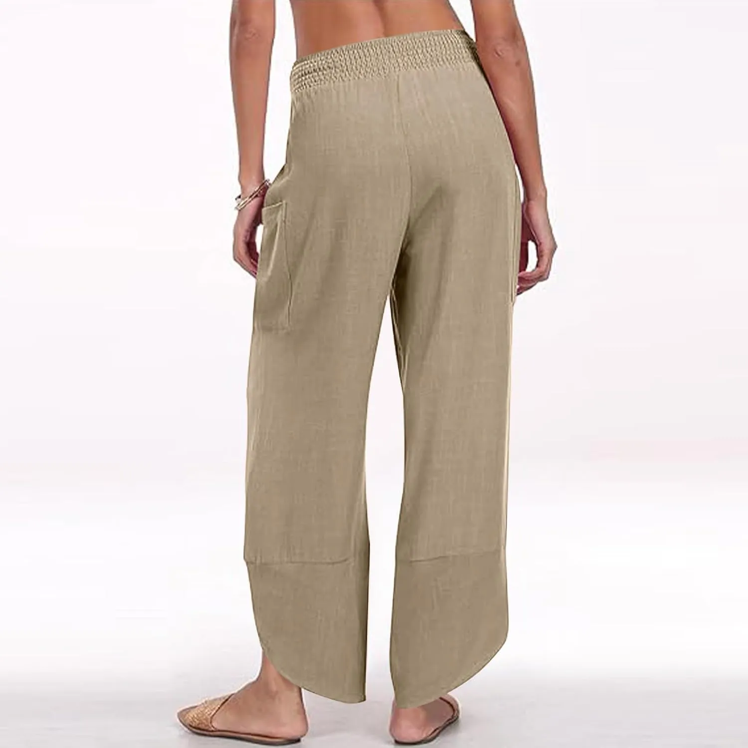 Women's Wide Leg Palazzo Capri Pants Summer Casual Loose High Waisted Lounge Capris Flowy Cropped Beach Work Trousers