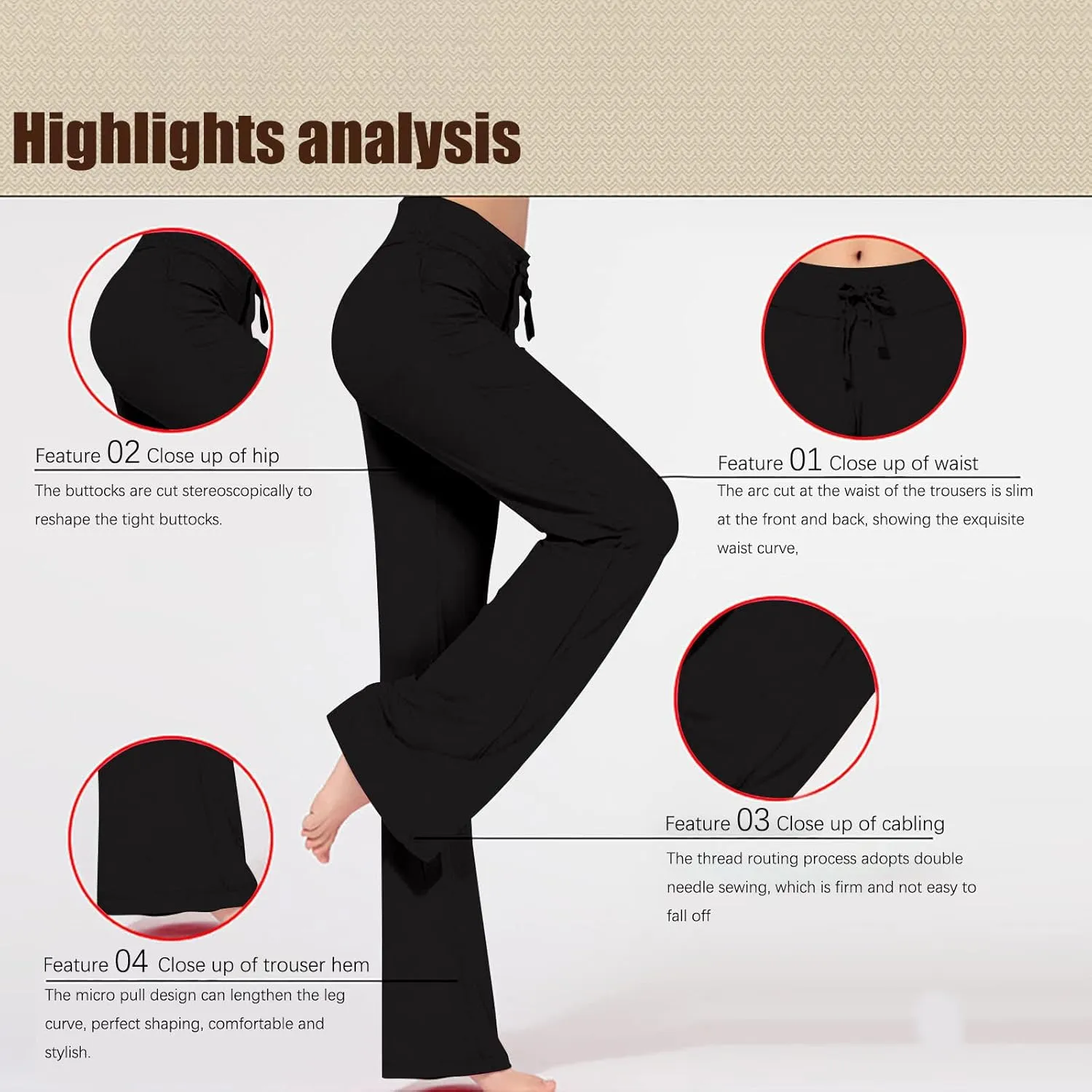 Womens Wide Leg Yoga Pants High Waist Tummy Control Loose Comfy Lounge Trousers Bootcut Drawstring Workout Leggings