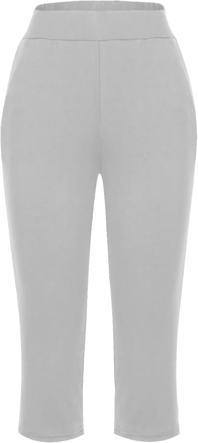 Women's Yoga Pant with Pockets Elastic High Waist Cropped Trousers Comfy Straight Leg Capris Joggers Workout Gym