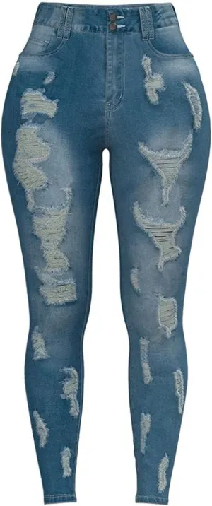 XIAOBU Tight Jeans Women's High Waist Butt-Lifting Stretch Skinny Denim Trousers Pocket Button Zipper Pencil Pants