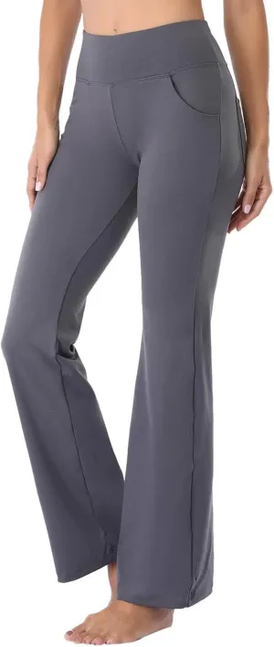 Yoga Pants with Pockets for Women Flare Butt Lifting Workout Athletic Legging High Waist Gym Tights Bootcut Trouser